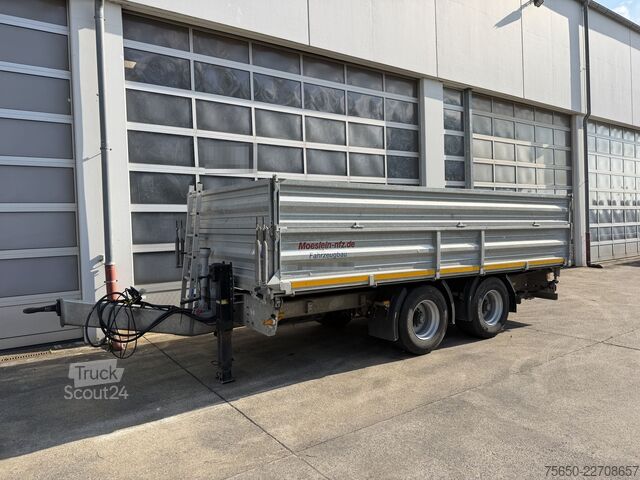 Three-way tipper trailer Möslein DTD 18 Schwebheim  19 t Tandemkipper- Tieflader- Aufsatzbordwände