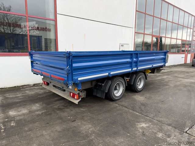 Three-way tipper trailer  18 k  18 t Tandemkipper- Tieflader, BreitbereiftWenig Benutzt