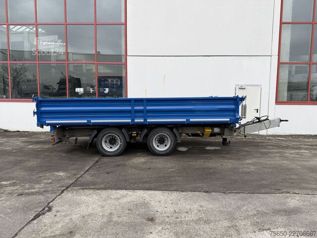 Three-way tipper trailer  18 k  18 t Tandemkipper- Tieflader, BreitbereiftWenig Benutzt
