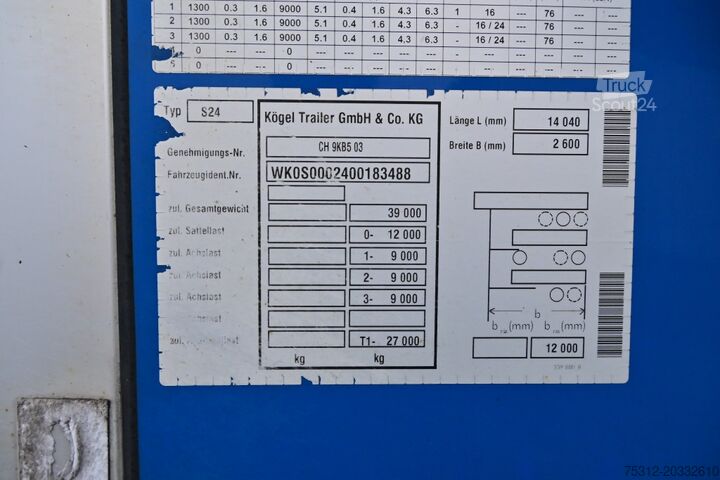 Semitrailer Koegel S24 Carrier Vector 1950 MT Bi-Temperatur LBW