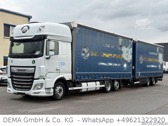 Plattewagen met zeil DAF XF480*Mit Anhänger*Jumbo*Standklima*Edscha*Lift*