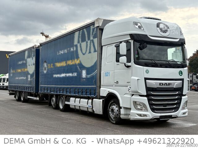 Plattewagen met zeil DAF XF480*Mit Anhänger*Jumbo*Standklima*Edscha*Lift*