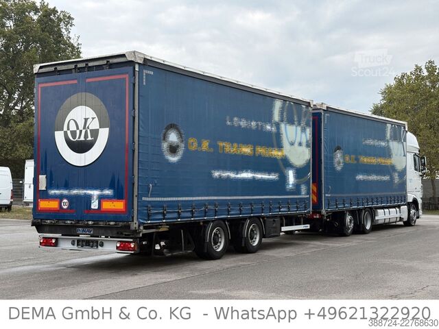 Plattewagen met zeil DAF XF480*Mit Anhänger*Jumbo*Standklima*Edscha*Lift*