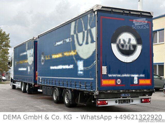 Plattewagen met zeil DAF XF480*Mit Anhänger*Jumbo*Standklima*Edscha*Lift*