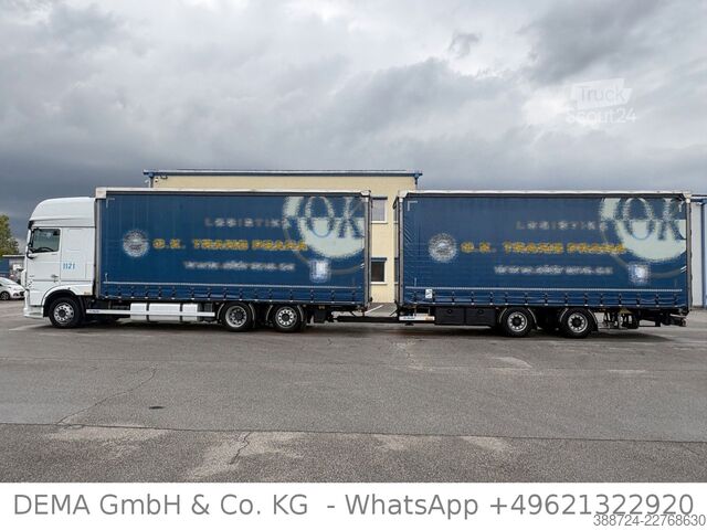 Plattewagen met zeil DAF XF480*Mit Anhänger*Jumbo*Standklima*Edscha*Lift*