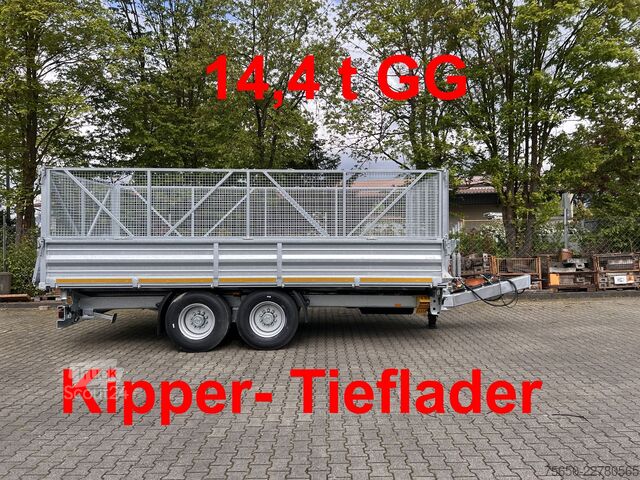 Reboque basculante Möslein TTD 14  5,70 m  14 t Tandem- Kipper Tieflader 5,70 m lang, Breite Reifen-- Neufahrzeug --