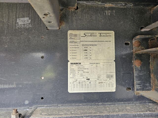 2012 SYSTEM TRAILERS GSPRS 27 |TUV geldig tot 26-07-2026|SAF schijfremmen. SYSTEM TRAILERS GSPRS 27 |TUV TILL 26-07-2026|SAF DISC.