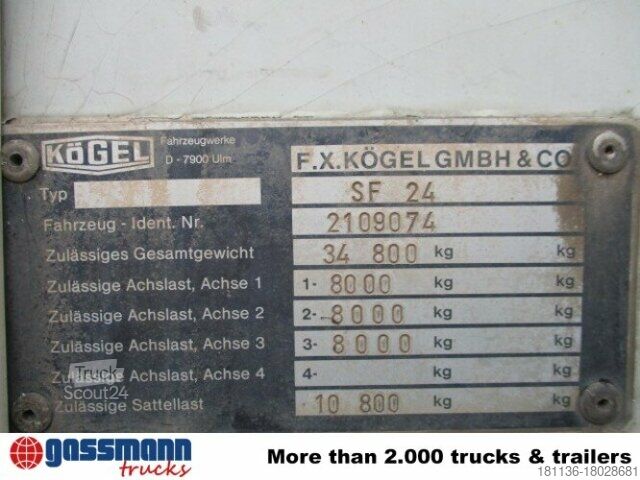 Koffer oplegger Kögel SF 24 Kofferauflieger, gelenkte Achse, Rolltor, 77