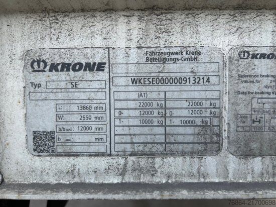 Semirremolque caja KRONE SE 1-ACHS DRY LINER KOFFERAUFLIEGER