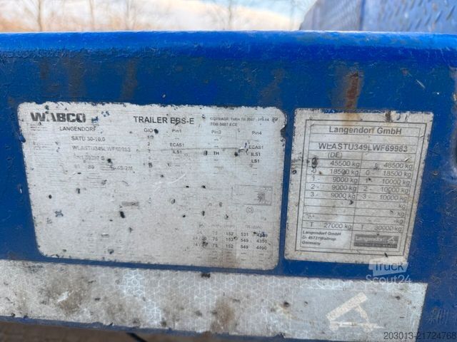 Low loader semitrailer LANGENDORF SATÜ 30-10,0M Tieflader 3 Achse - mit Radmulden