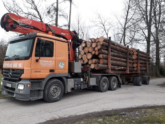 Logging truck MERCEDES-BENZ ACTROS 2646 6X4 MP2 LANGHOLZ + NACHLÄUFER MÜLLER