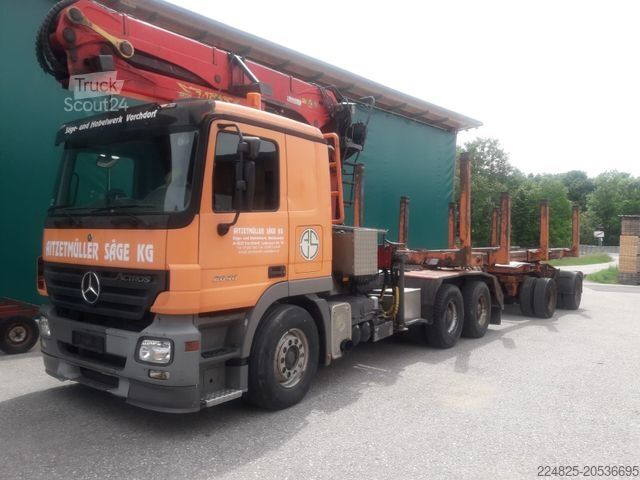 Logging truck MERCEDES-BENZ ACTROS 2646 6X4 MP2 LANGHOLZ + NACHLÄUFER MÜLLER