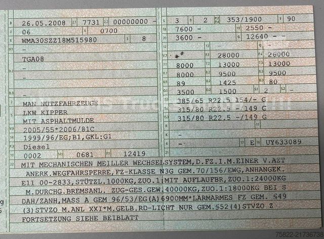 Podvozok nákladného vozidla MAN TGS 26.480 / 6X4 / Manual / BIG AXLE / GERMAN