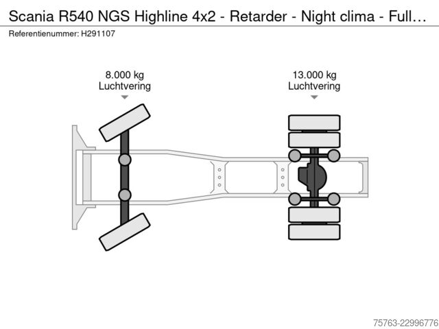 Scania R540 NGS Highline 4x2 - Retarder - Gece kliması - Tam hava süspansiyonu - Alüminyum jantlar - Scania R540 NGS Highline 4x2 - Retarder - Night clima ...