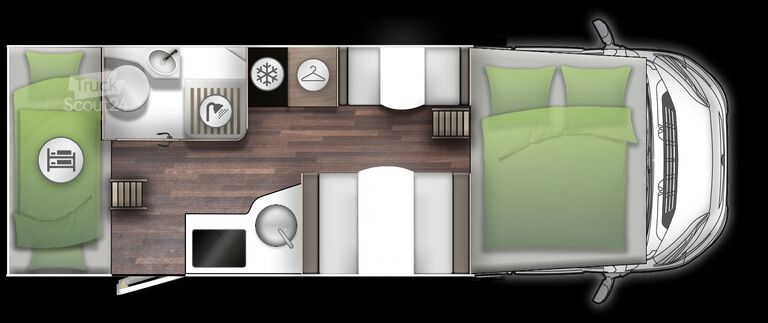 Alkoof camper FORSTER A 699 VB, 7 Sitz- & Schlafplätze, Dachklima