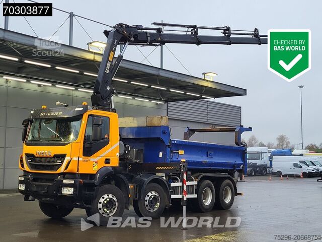 Volquete con grúa Iveco Trakker 450 8X4 HIAB 211 EP-4 Hiduo Kran Crane ...