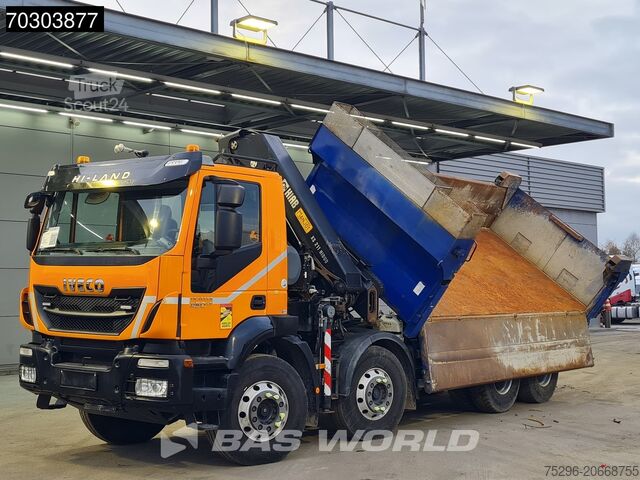 Volquete con grúa Iveco Trakker 450 8X4 HIAB 211 EP-4 Hiduo Kran Crane ...