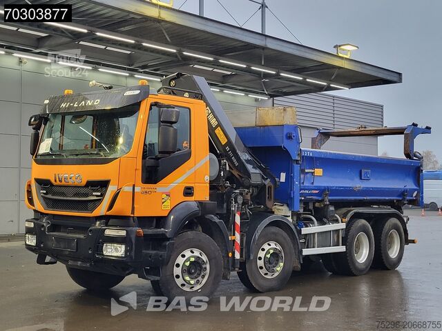 Volquete con grúa Iveco Trakker 450 8X4 HIAB 211 EP-4 Hiduo Kran Crane ...