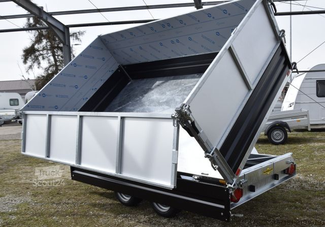 Třístranný sklápěcí přívěs HUMBAUR HTK3500.31 mit Stahl schwarz und Alublechaufsatz