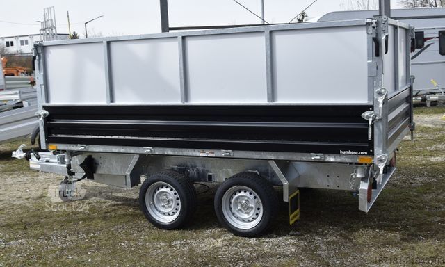 Třístranný sklápěcí přívěs HUMBAUR HTK3500.31 mit Stahl schwarz und Alublechaufsatz