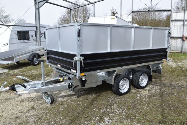 Třístranný sklápěcí přívěs HUMBAUR HTK3500.31 mit Stahl schwarz und Alublechaufsatz