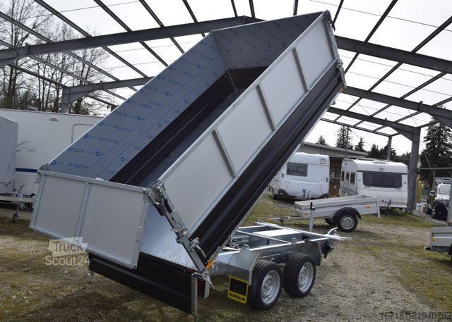 Třístranný sklápěcí přívěs HUMBAUR HTK3500.31 mit Stahl schwarz und Alublechaufsatz