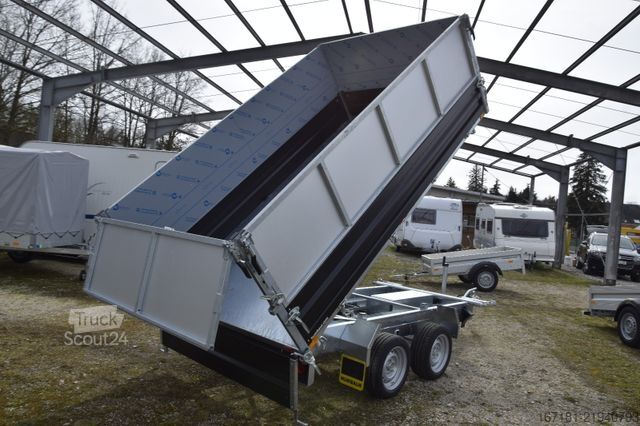 Třístranný sklápěcí přívěs HUMBAUR HTK3500.31 mit Stahl schwarz und Alublechaufsatz