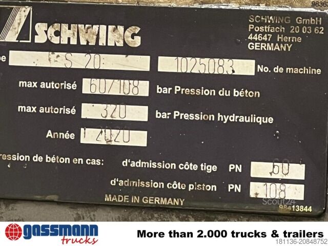Betongpumpbil Mercedes-Benz Arocs 1830 K 4x2, Betonpumpe Schwing S 20, Funk