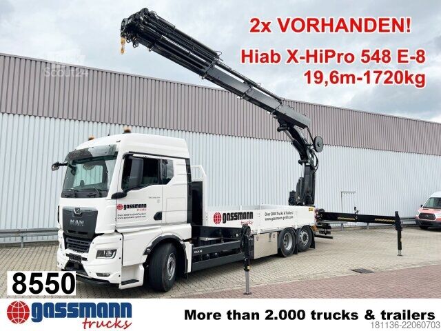 LKW mit Pritsche (offen) MAN TGX 26.510 6x2-4 LL, Hiab X-HiPro 548 E-8 Kran ,