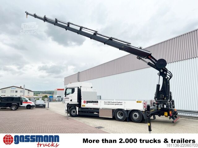LKW mit Pritsche (offen) MAN TGX 26.510 6x2-4 LL, Hiab X-HiPro 548 E-8 Kran ,
