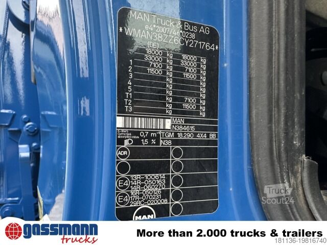 Kiepwagen MAN TGM 18.290 4X4 BB, EEV, Heckkran Atlas AK 115.2V,