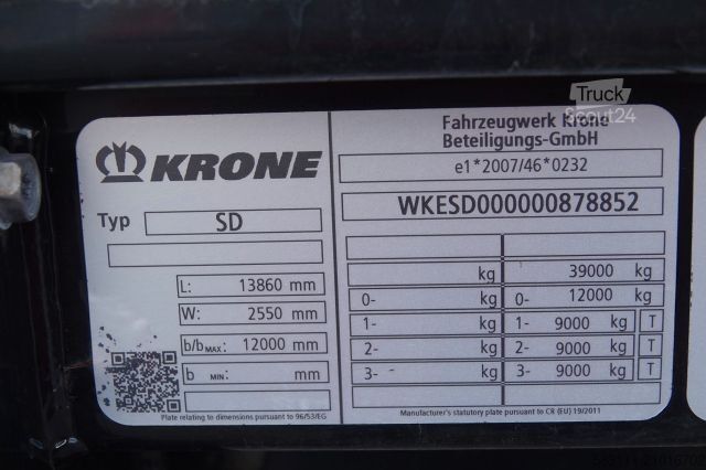 Semirimorchio con telone KRONE FIRANKA STANDARD / OPONY 100 % / DACH PODNOSZONY