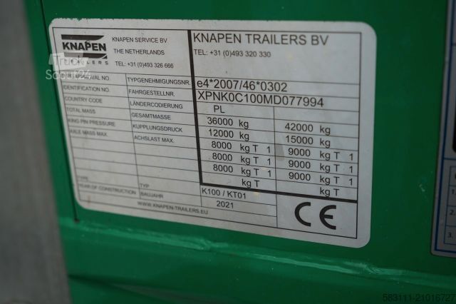 Semi-remorque à plancher roulant KNAPEN RUCHOMA POD?OGA / WALKING FLOOR / 90 m3 / 2021