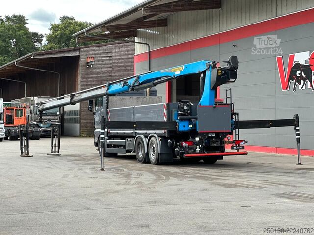 Lastbil med flak MAN TGX 26.520 Baustoffpritsche PALFINGER