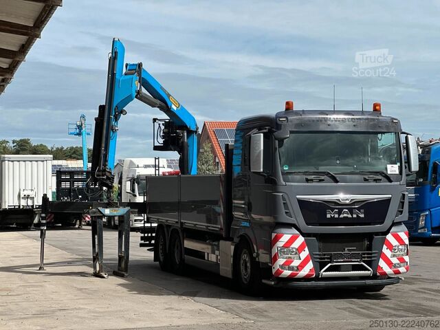 Lastbil med flak MAN TGX 26.520 Baustoffpritsche PALFINGER