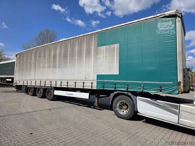 Naczepa otwarta z plandeką KRONE Gardine Lowliner, Joloda-Schienen, Hubdach
