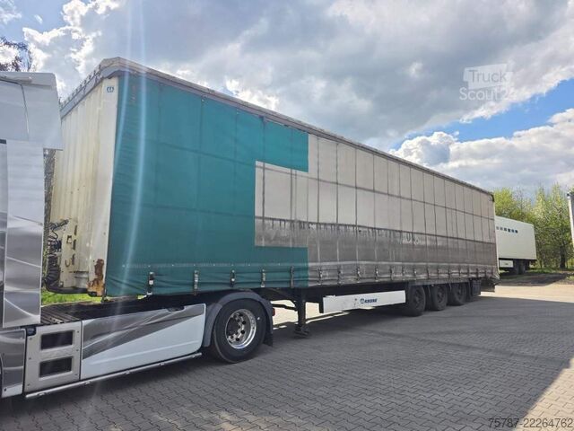 Naczepa otwarta z plandeką KRONE Gardine Lowliner, Joloda-Schienen, Hubdach