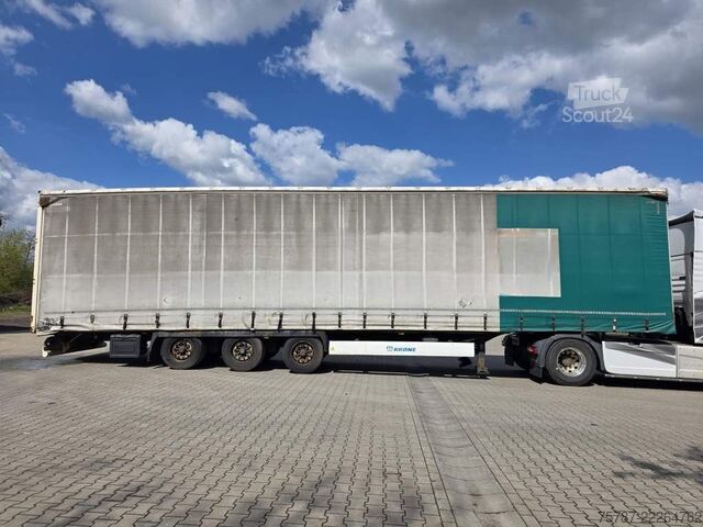 Naczepa otwarta z plandeką KRONE Gardine Lowliner, Joloda-Schienen, Hubdach