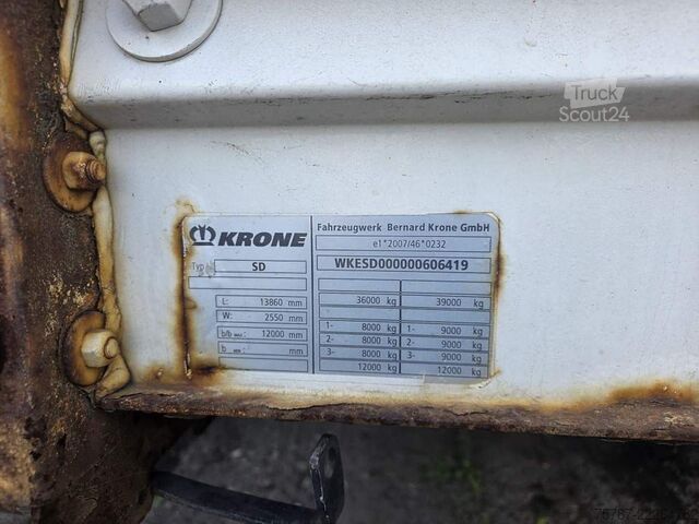 Naczepa otwarta z plandeką KRONE Gardine Lowliner, Joloda-Schienen, Hubdach