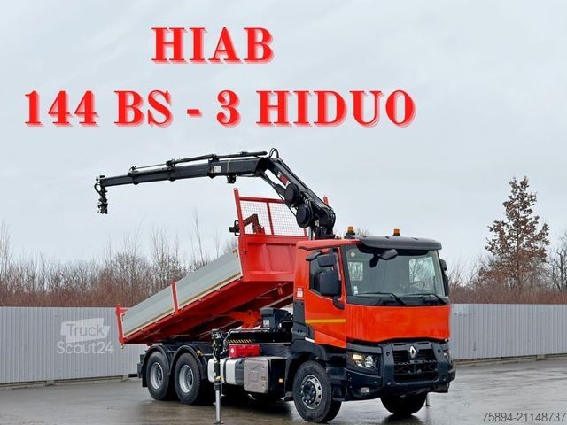 Truck mounted crane RENAULT C 430 *KIPPER 5,60m* HIAB 144 BS - 3 HIDUO* 6x4