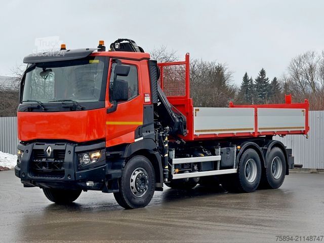 Tipper truck RENAULT C 430 *KIPPER 5,60m* HIAB 144 BS - 3 HIDUO* 6x4
