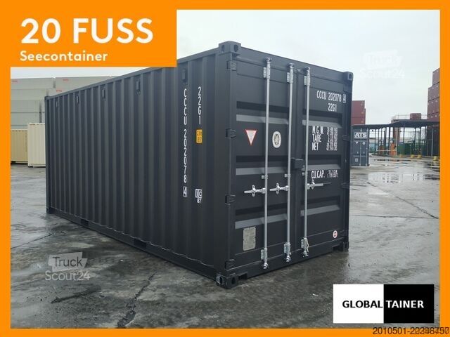 Conteneur d'expédition one Way Seecontainer / 20 Fuß / RAL 9005 Containerlager / Materiallager / schwarz