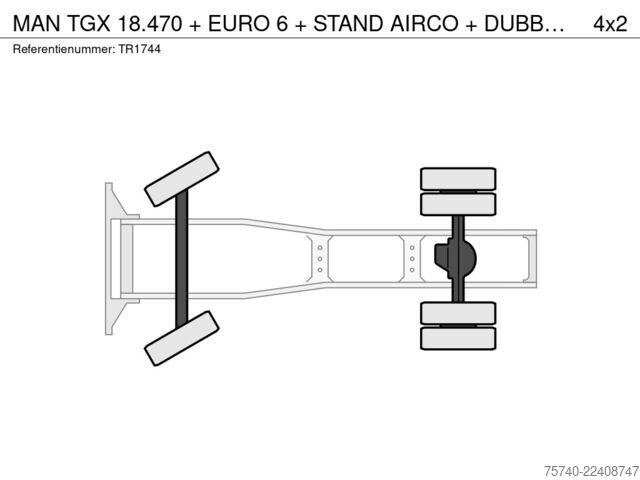 Standaard trekker MAN TGX 18.470 + EURO 6 + STAND AIRCO + DUBBELE TANK