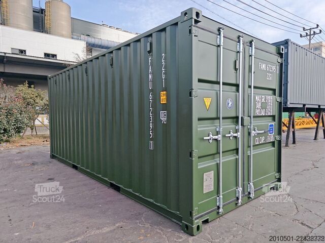 Seecontainer 20 Fuß Container, Lagercontainer NATO Grün / Oliv Grün