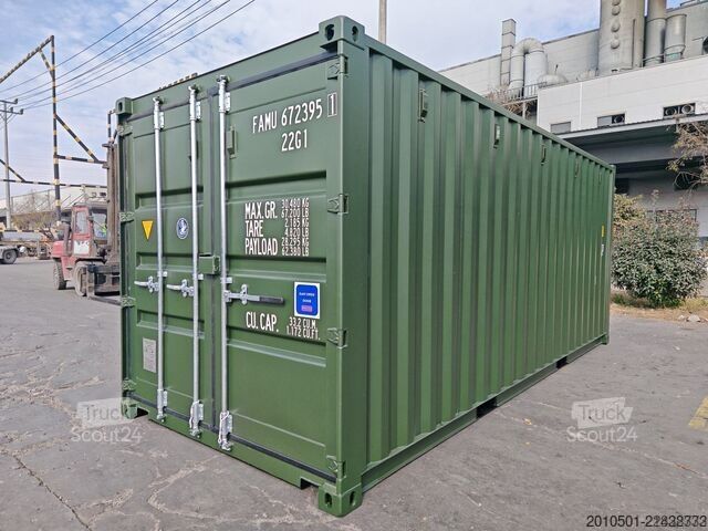 Seecontainer 20 Fuß Container, Lagercontainer NATO Grün / Oliv Grün