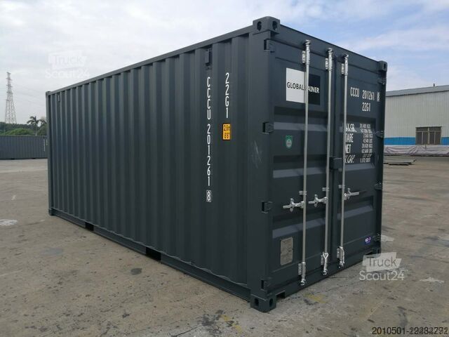 Seecontainer 20 Fuß Container, Lagercontainer NATO Grün / Oliv Grün
