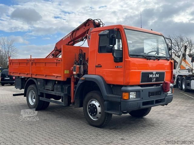 LKW mit Pritsche (offen) MAN L2000 14.224 LAK 4x4 Pritsche Kran Atlaskran+Fun