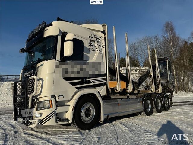 Transporter drewna Scania R770 Tridem Timber Truck with Epsilon M110L crane