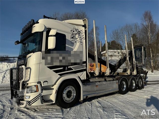 Transporter drewna Scania R770 Tridem Timber Truck with Epsilon M110L crane