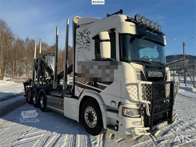 Transporter drewna Scania R770 Tridem Timber Truck with Epsilon M110L crane